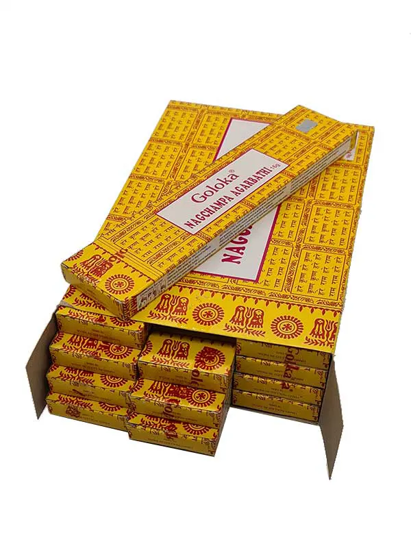  Goloka Nag Champa - Varitas de incienso, juego de 12 unidades,  0.56 oz cada uno : Hogar y Cocina