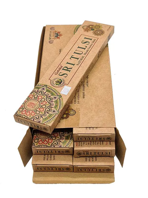 Goloka Organika Series Collection Varillas de incienso de gama alta Sri tulsi 6 cajas de 15 g total 90 gms