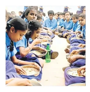 Niños vestidos de azul Fundación Akshaya Patra tienda online incienso tienda esencia producto india inciensoshop