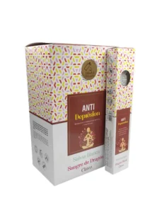 Incienso organico Blissful Blends Anti Depresion de Vijayshree Agarbatti Masala hecho a mano en caja 12 uds