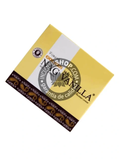 Conos de incienso Piramidal de vainilla Masala tradicionales y organicos de la gama Golden Nag de Vijayshree en unidad de 15 gramos - contenido ofrecido por inciensoshop