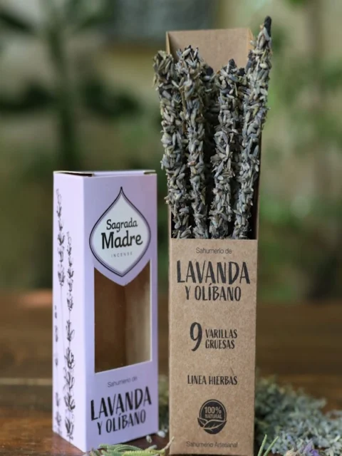 PORTADA INCIENSO SAGRADA MADRE LAVANDA Y OLÍBANO LINEA HIERBAS HECHO A MANO CON AMOR EN ARGENTINA - Contenido ofrecio con INCIENSOSHOP
