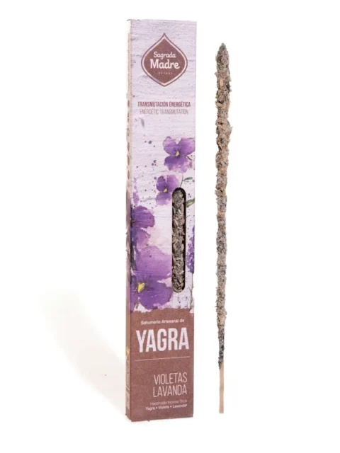Portada Incienso Yagra, Violetas y Lavanda de Sagrada Madre hecho a mano con amor en Argentina