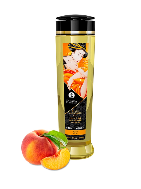 Shunga Aceite de Masaje Erótico Melocotón - Contenido ofrecido por INCIENSOSHOP