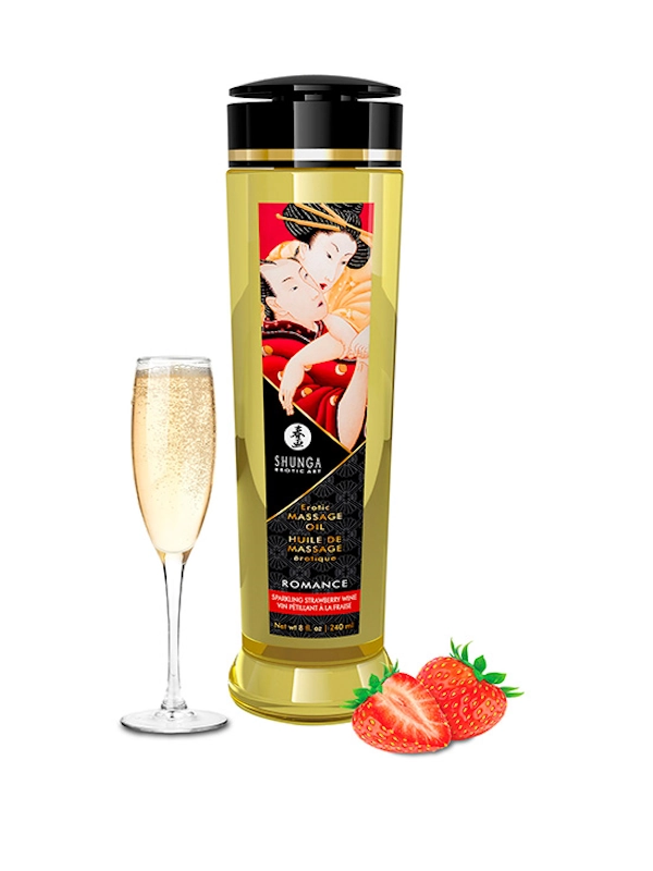 Shunga Aceite de Masaje Erótico Sensaciçon Fresas con Champán - Contenido ofrecido por INCIENSOSHOP